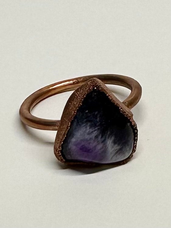 Large Amethyst fashion copper ring